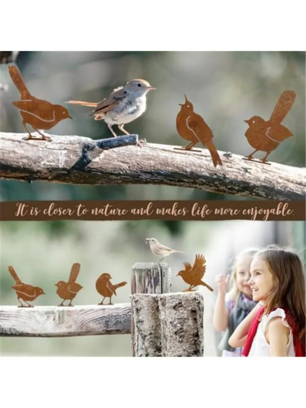 5PCS Rusty Birds Decoration,Outdoor Bird Wall Decor,Metal Birds Yard